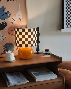 Lampe de Table Géométrique Élégante - Design Unique en Damier et Verre Transparent
