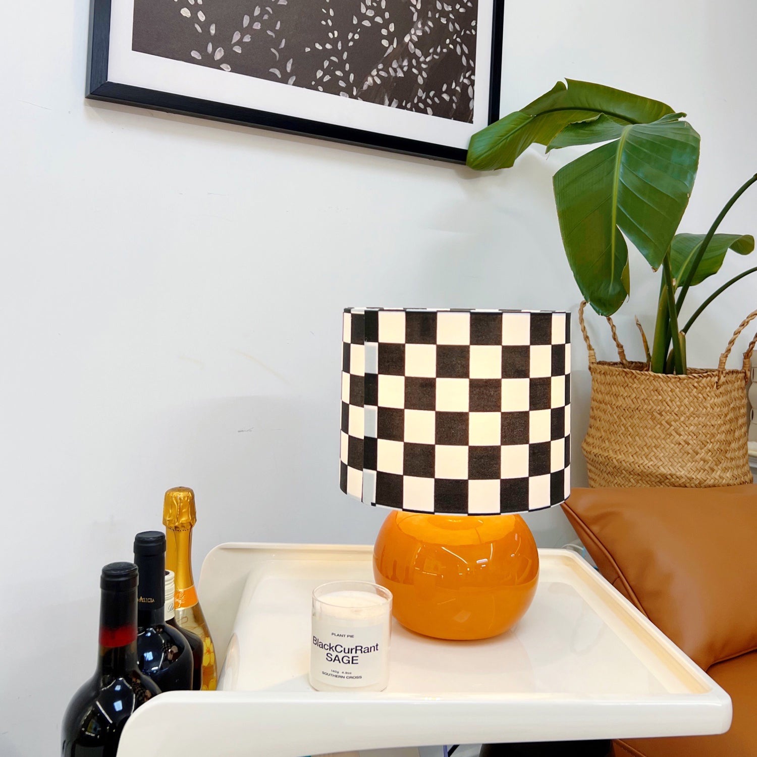 Lampe de Table Géométrique Élégante - Design Unique en Damier et Verre Transparent