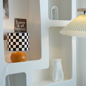 Lampe de Table Géométrique Élégante - Design Unique en Damier et Verre Transparent