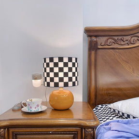 Lampe de Table Géométrique Élégante - Design Unique en Damier et Verre Transparent