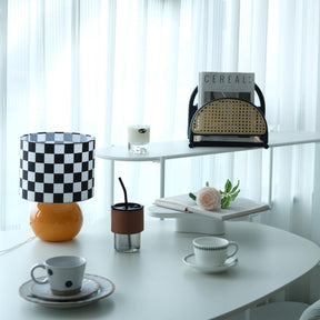 Lampe de Table Géométrique Élégante - Design Unique en Damier et Verre Transparent