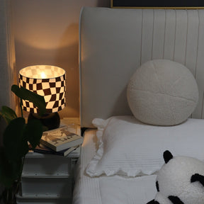 Lampe de Table Géométrique Élégante - Design Unique en Damier et Verre Transparent
