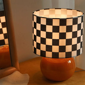 Lampe de Table Géométrique Élégante - Design Unique en Damier et Verre Transparent