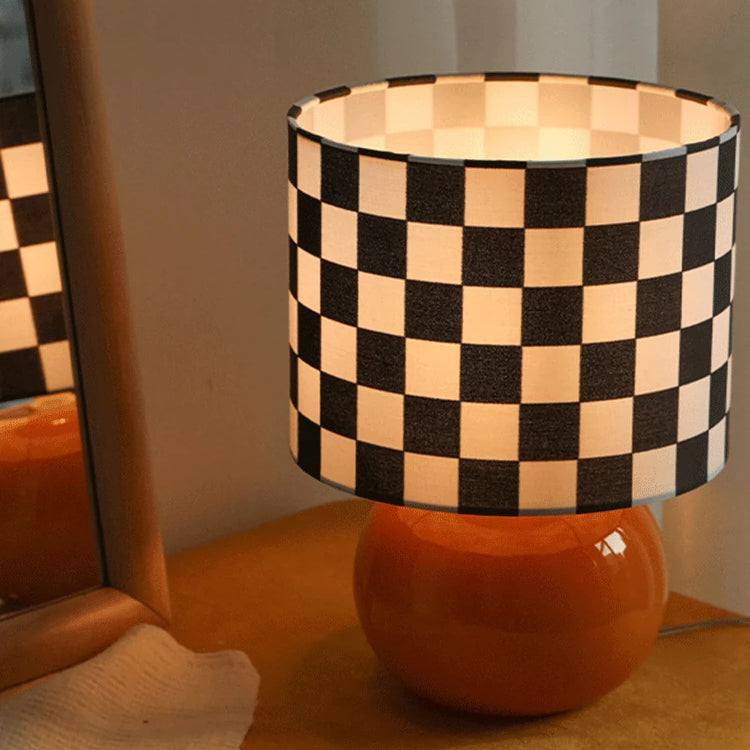 Lampe de Table Géométrique Élégante - Design Unique en Damier et Verre Transparent
