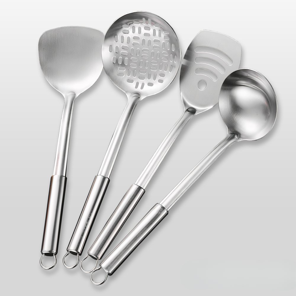 Ustensiles de Cuisine en Acier Inoxydable - Ensemble Durable avec Poignées Ergonomiques