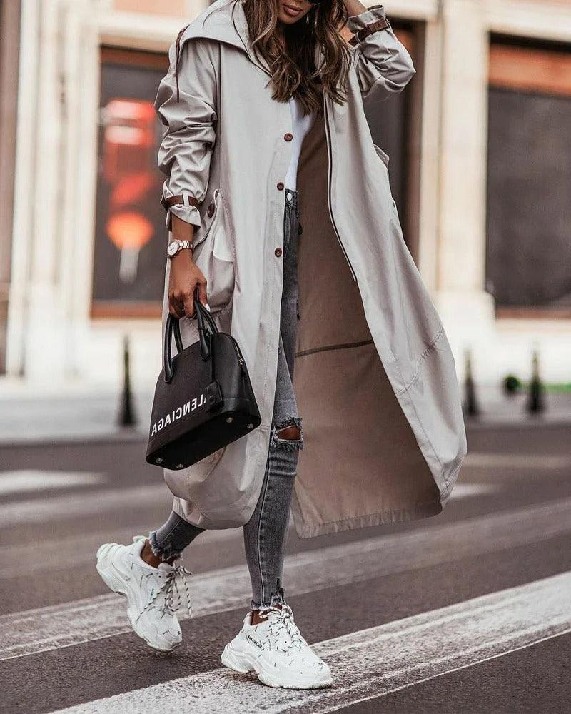 Manteau Imperméable Long pour Femmes - Chic et Léger pour le Printemps