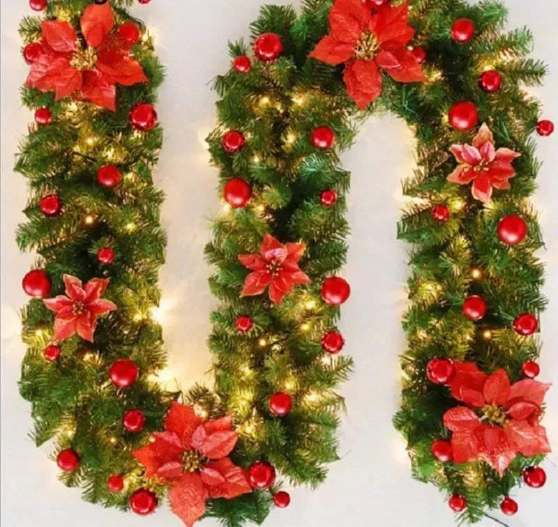 Guirlande de Noël en Rotin - Éclairage LED Chaud et Élégant