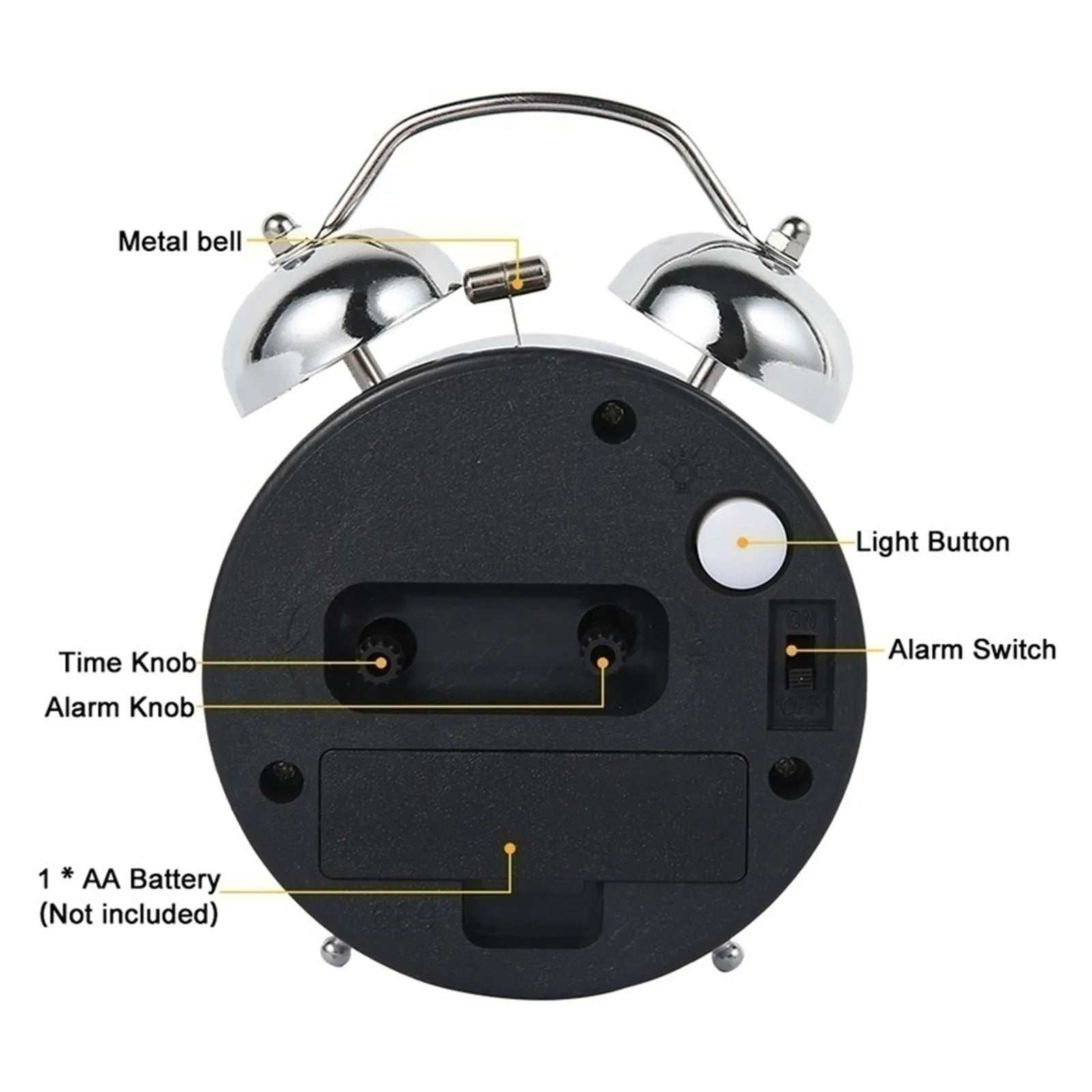 Réveil Fort pour Dormeurs Lourd | Design Rétro à Double Cloches