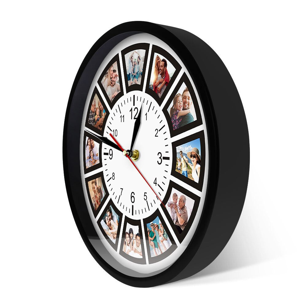 Horloge Murale Personnalisable | Affichage Photo Unique et Élégant