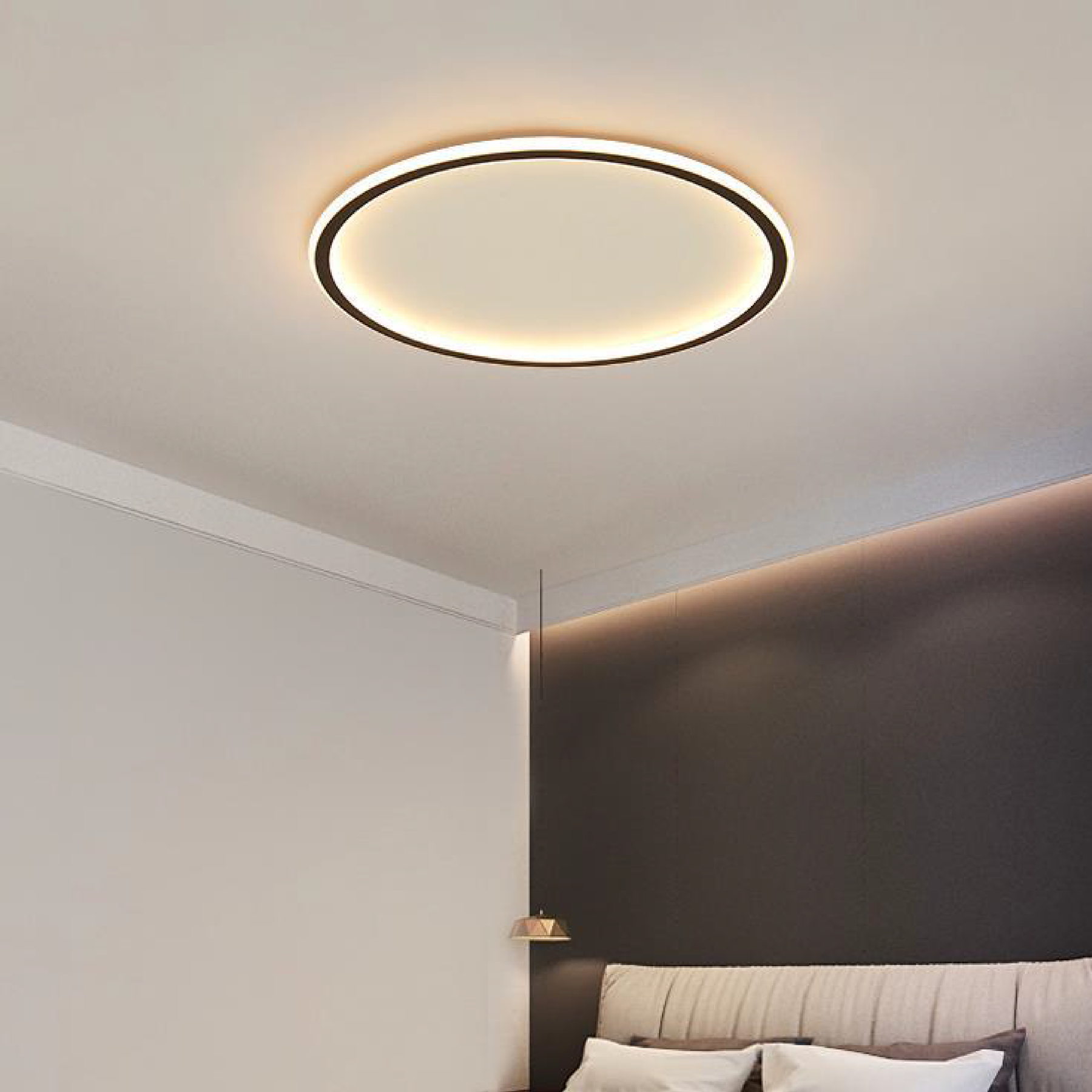 Lampe de Plafond Scandinave Ronde - Design Élégant et Atmosphère Chaleureuse