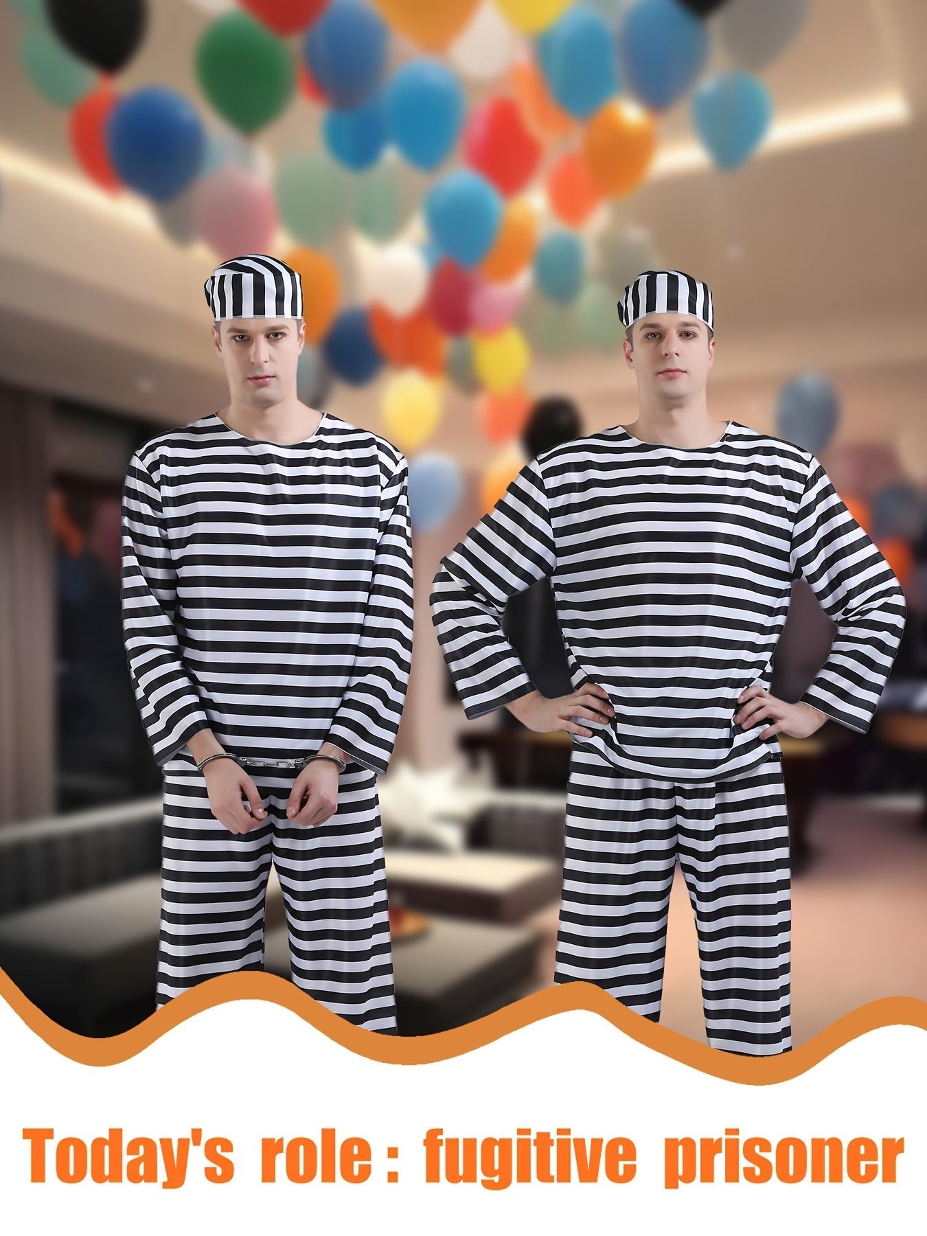Costume de Prisonnier Vintage - Ensemble à Manches Longues Confortable
