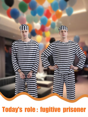 Costume de Prisonnier Vintage - Ensemble à Manches Longues Confortable