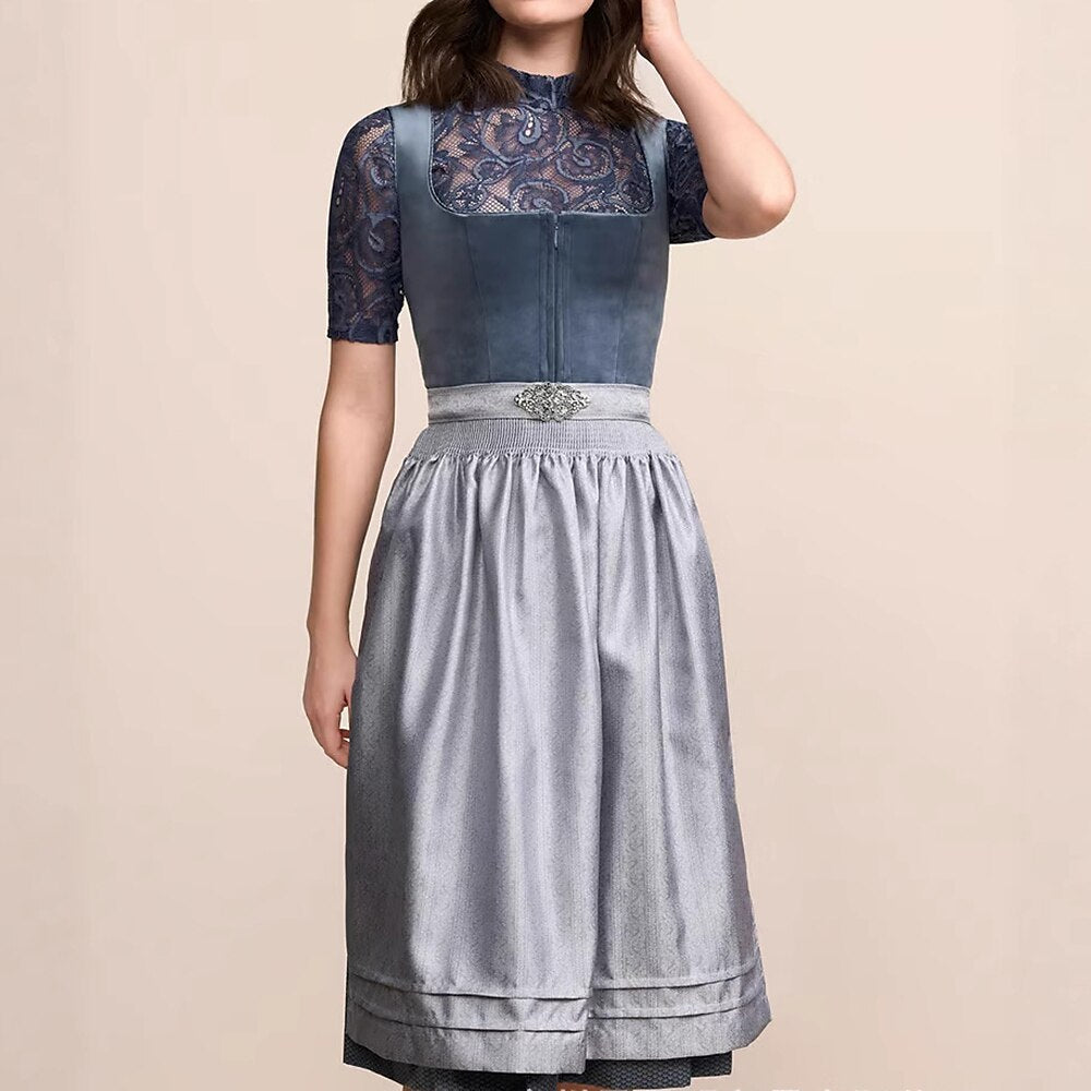 Robe Dirndl Traditionnelle en Bleu Foncé - Élégance Bavaroise pour Oktoberfest