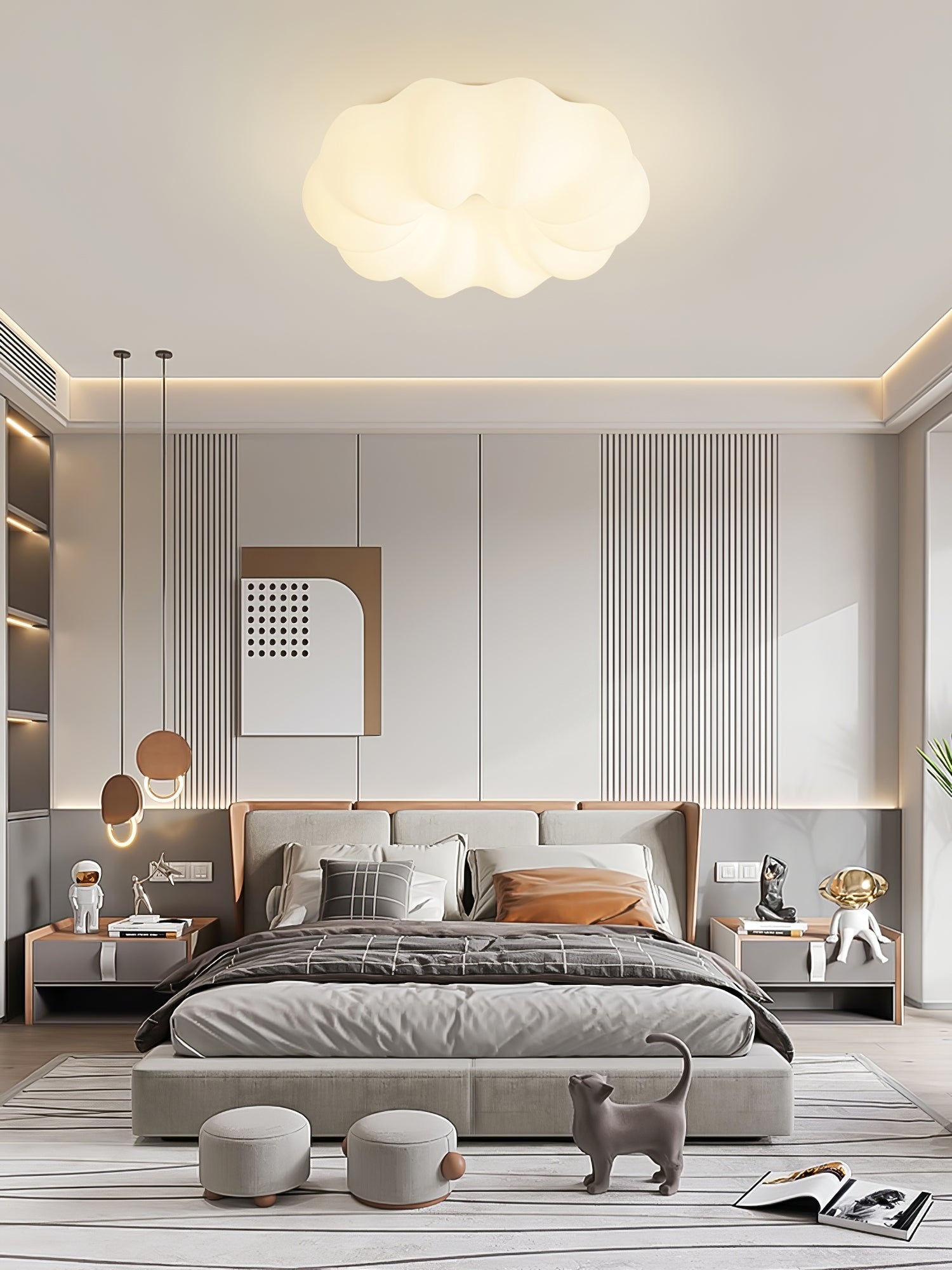 Lampe de Plafond Japonaise - Design Nuage et Éclairage Chaud