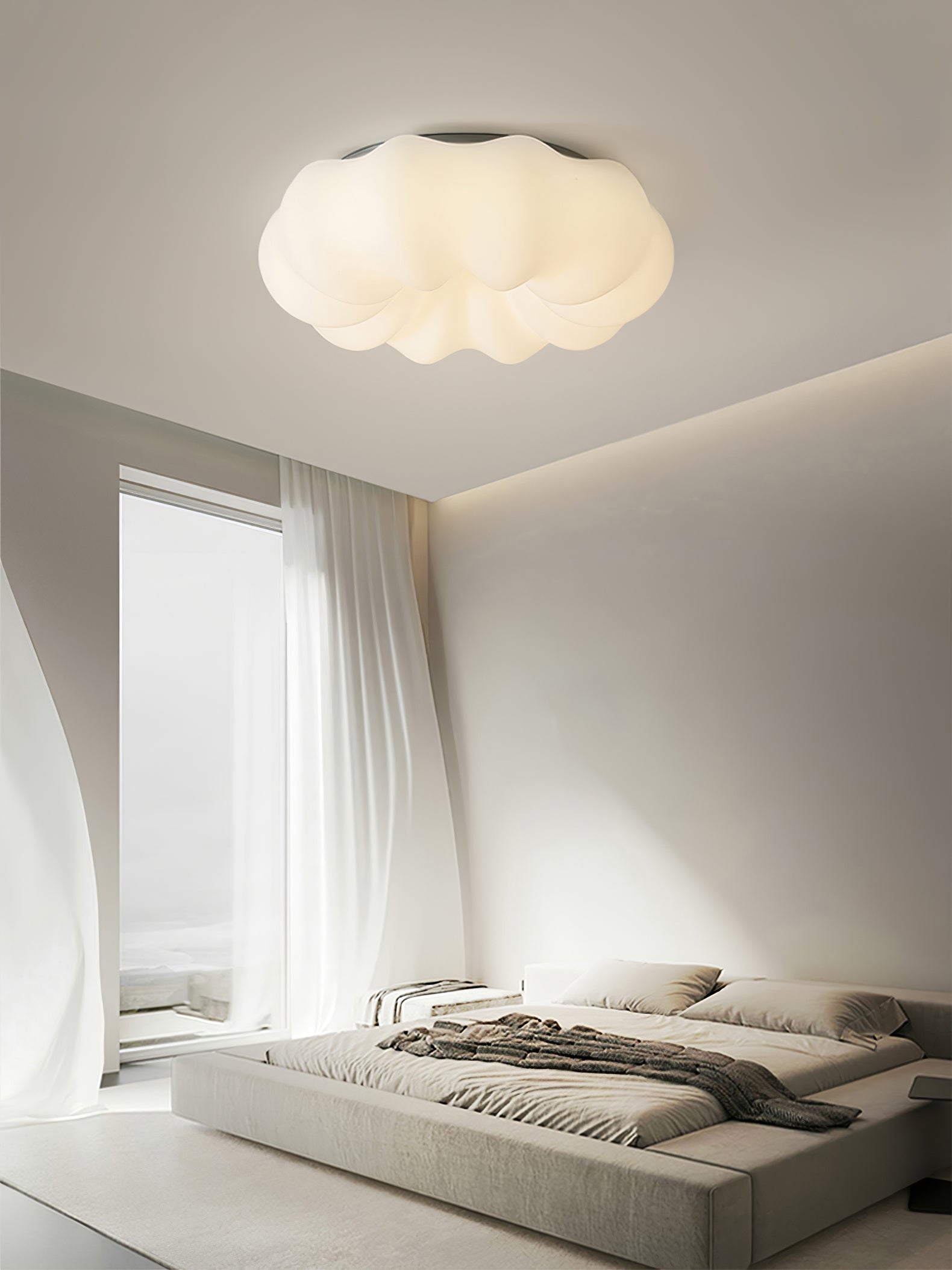 Lampe de Plafond Japonaise - Design Nuage et Éclairage Chaud
