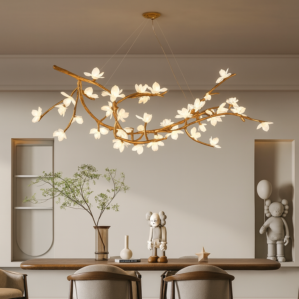 Lustre en Branche d'Arbre - Éclairage Contemporain et Accueillant