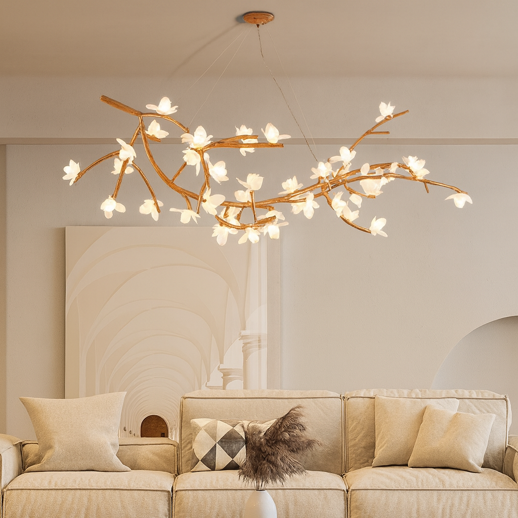 Lustre en Branche d'Arbre - Éclairage Contemporain et Accueillant