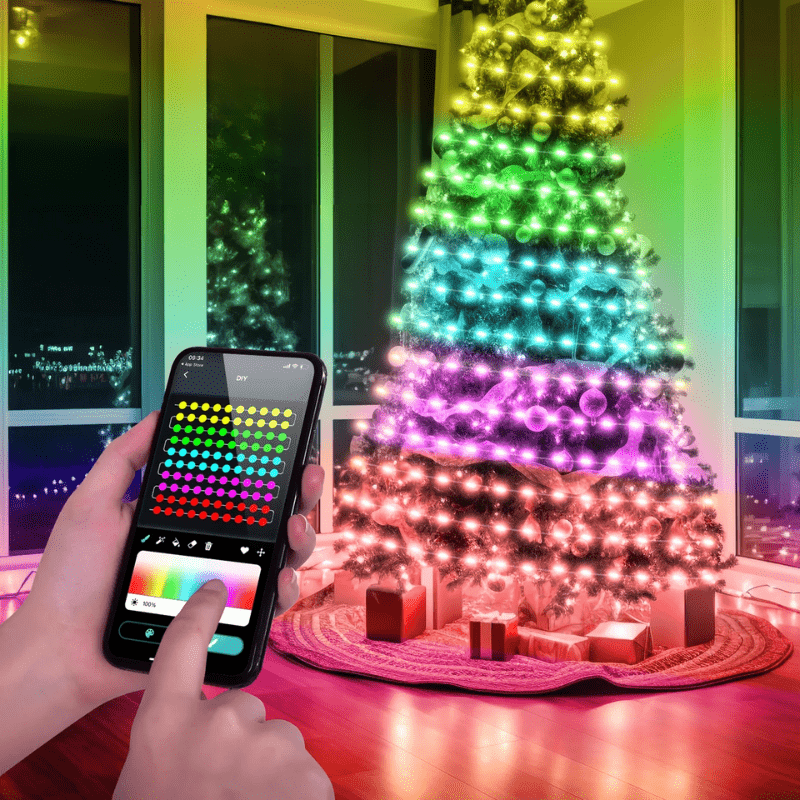 Éclairage LED RGBIC Multicolore - Ambiance Festive et Contrôle Facile