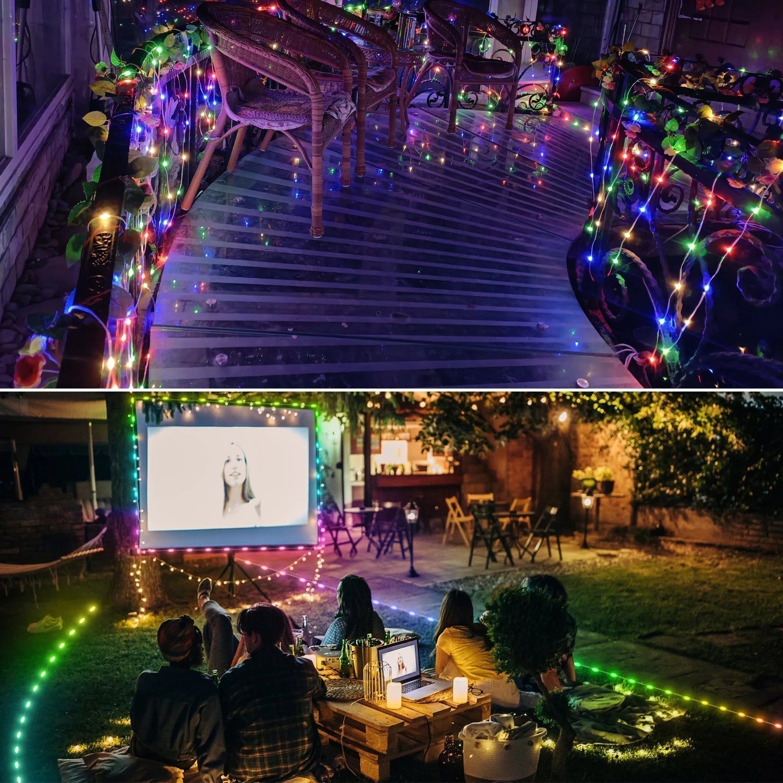 Éclairage LED RGBIC Multicolore - Ambiance Festive et Contrôle Facile