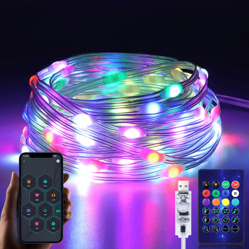 Éclairage LED RGBIC Multicolore - Ambiance Festive et Contrôle Facile