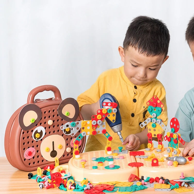 Jeu de Construction Électrique pour Enfants - Ensemble Complet d'Outils avec Mallette de Transport
