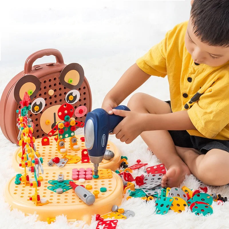 Jeu de Construction Électrique pour Enfants - Ensemble Complet d'Outils avec Mallette de Transport