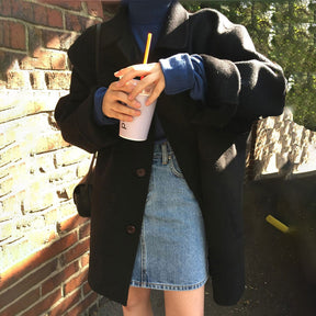 Manteau Femme Douillet à Fermeture Boutonnée - Mi-Long, Coupe Ample et Élégante