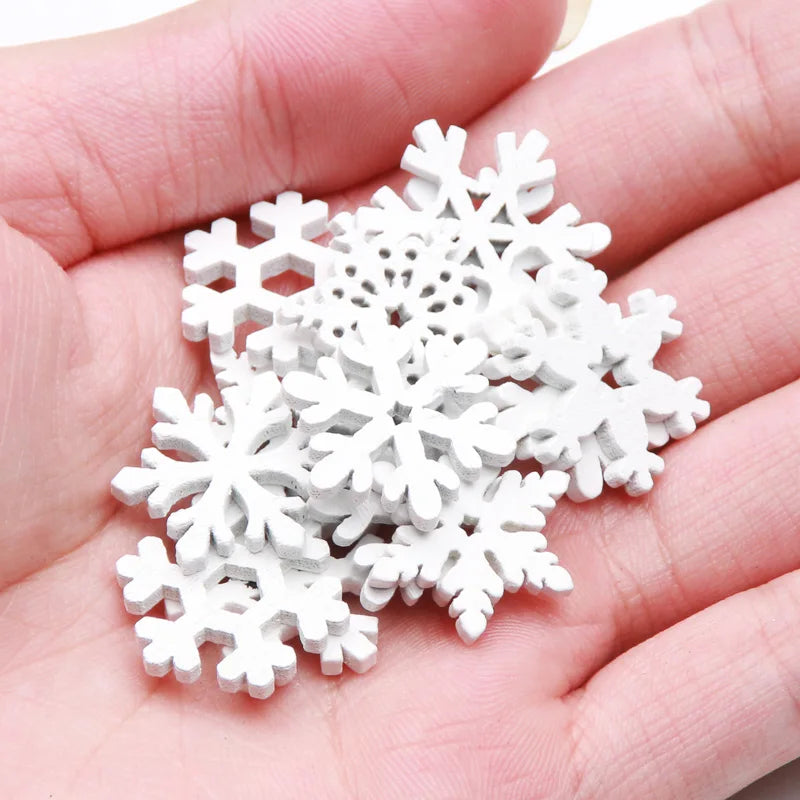 Flocons de Neige en Bois Blanc - Idéal pour Décorations de Noël et DIY