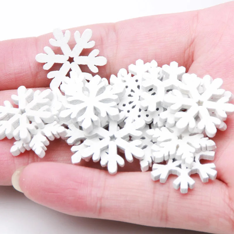 Flocons de Neige en Bois Blanc - Idéal pour Décorations de Noël et DIY
