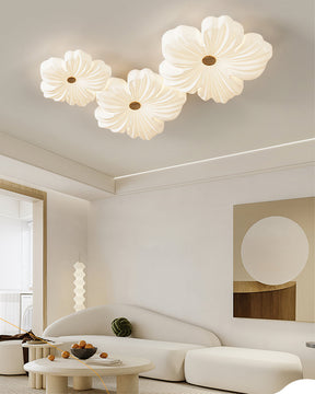 Lampe de Plafond en Fleurs Crème - Éclairage Artistique et Économique
