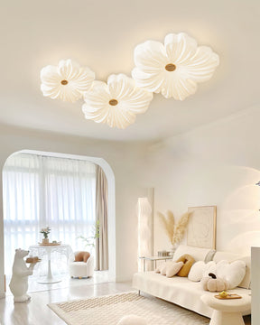 Lampe de Plafond en Fleurs Crème - Éclairage Artistique et Économique