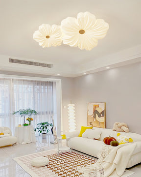 Lampe de Plafond en Fleurs Crème - Éclairage Artistique et Économique