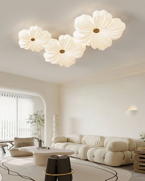 Lampe de Plafond en Fleurs Crème - Éclairage Artistique et Économique
