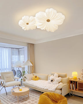 Lampe de Plafond en Fleurs Crème - Éclairage Artistique et Économique