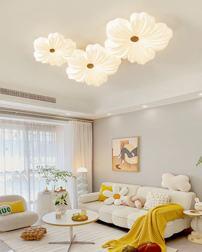 Lampe de Plafond en Fleurs Crème - Éclairage Artistique et Économique
