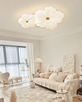 Lampe de Plafond en Fleurs Crème - Éclairage Artistique et Économique