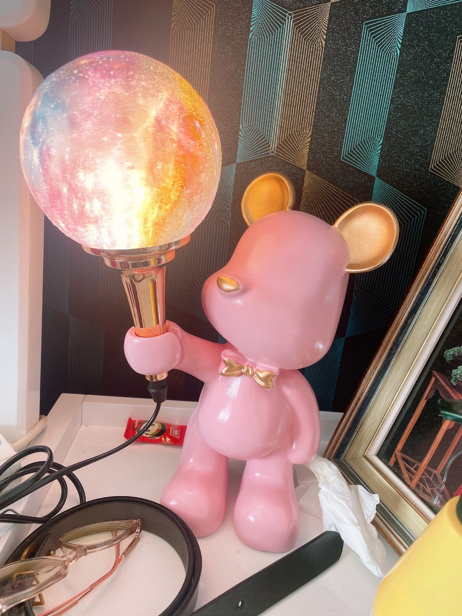 Lampe de Nuit Ours Étoilé - Projection d'Étoiles et Design Créatif