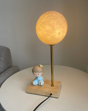 Lampe de Table en Forme de Lune - Design Unique avec Éclairage LED