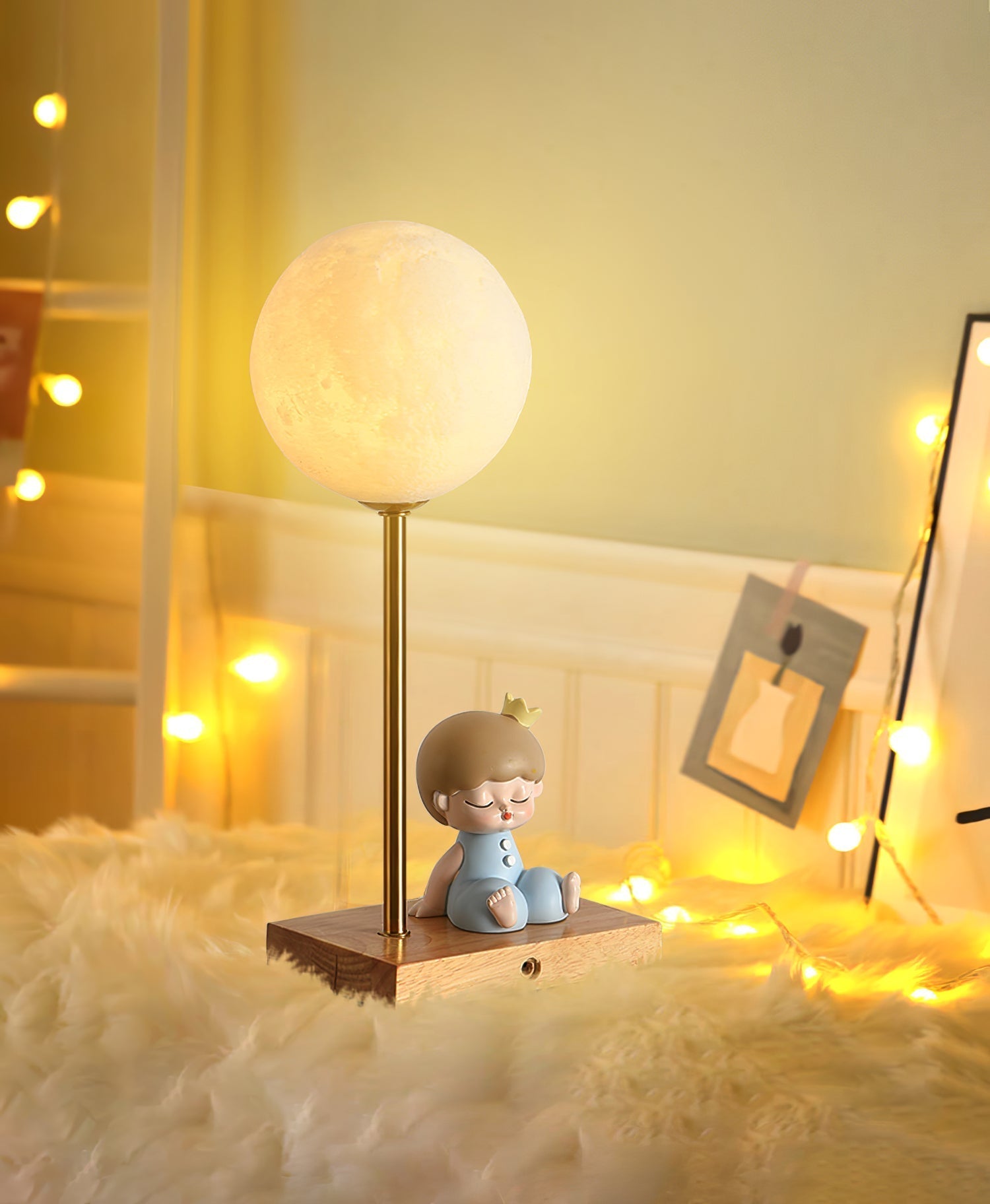 Lampe de Table en Forme de Lune - Design Unique avec Éclairage LED