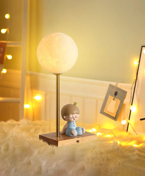 Lampe de Table en Forme de Lune - Design Unique avec Éclairage LED