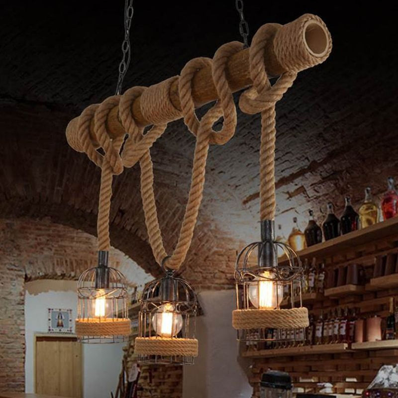 Plafonnier Rétro en Bois et Métal - Éclairage Élégant et Ambiance Chaleureuse