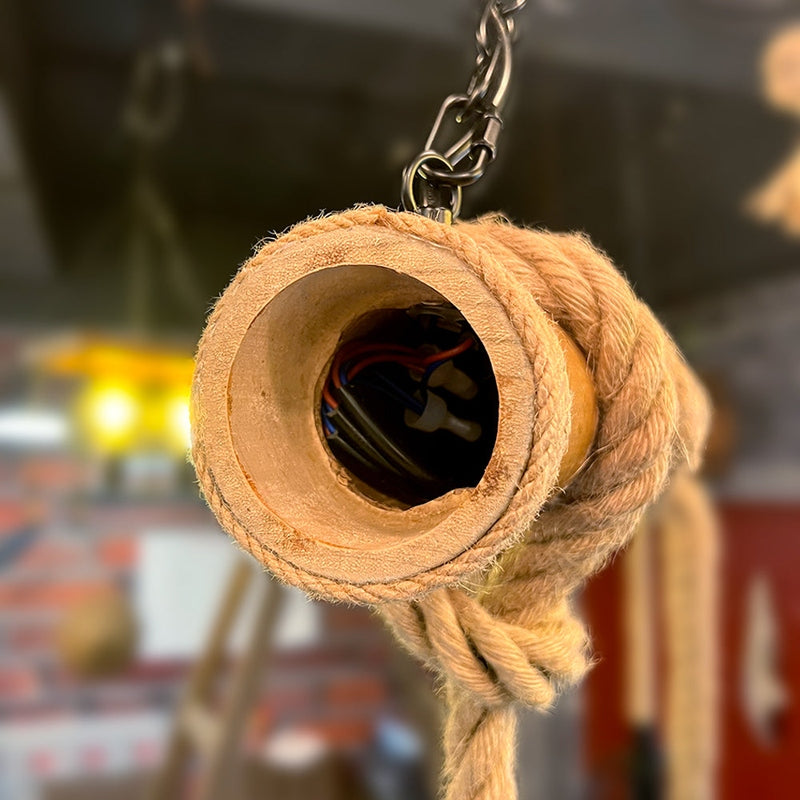 Plafonnier Rétro en Bois et Métal - Éclairage Élégant et Ambiance Chaleureuse