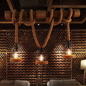 Plafonnier Rétro en Bois et Métal - Éclairage Élégant et Ambiance Chaleureuse