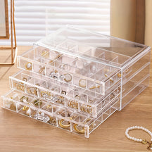 Organisateur de Bijoux à 3 Niveaux - 72 Compartiments pour Rangement Efficace
