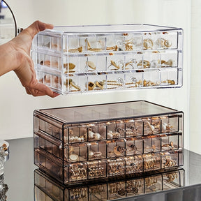 Organisateur de Bijoux à 3 Niveaux - 72 Compartiments pour Rangement Efficace