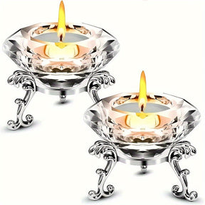 Porte-Bougies en Cristal Transparent - Ambiance Luxueuse et Romantique