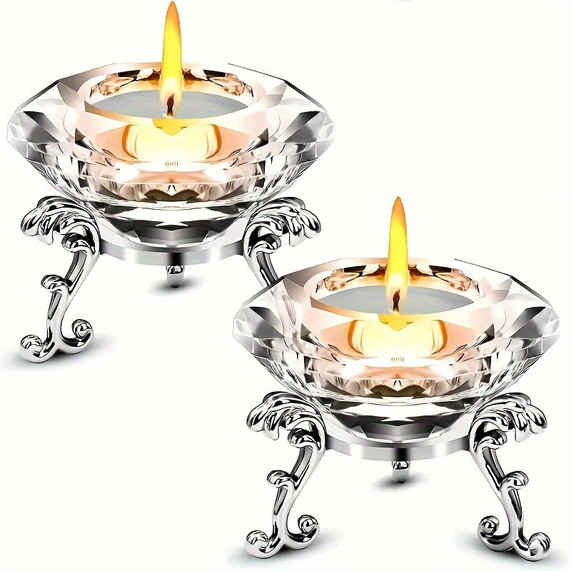 Porte-Bougies en Cristal Transparent - Ambiance Luxueuse et Romantique