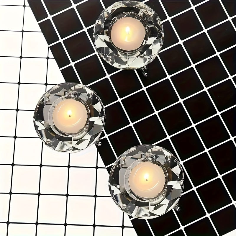 Porte-Bougies en Cristal Transparent - Ambiance Luxueuse et Romantique