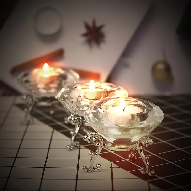 Porte-Bougies en Cristal Transparent - Ambiance Luxueuse et Romantique