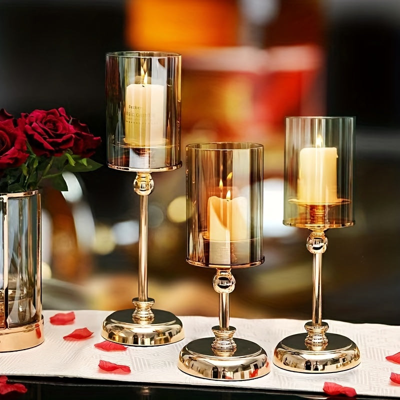 Bougeoirs Rétro Luxe pour Mariages - Élégance Romantique en Métal Durable
